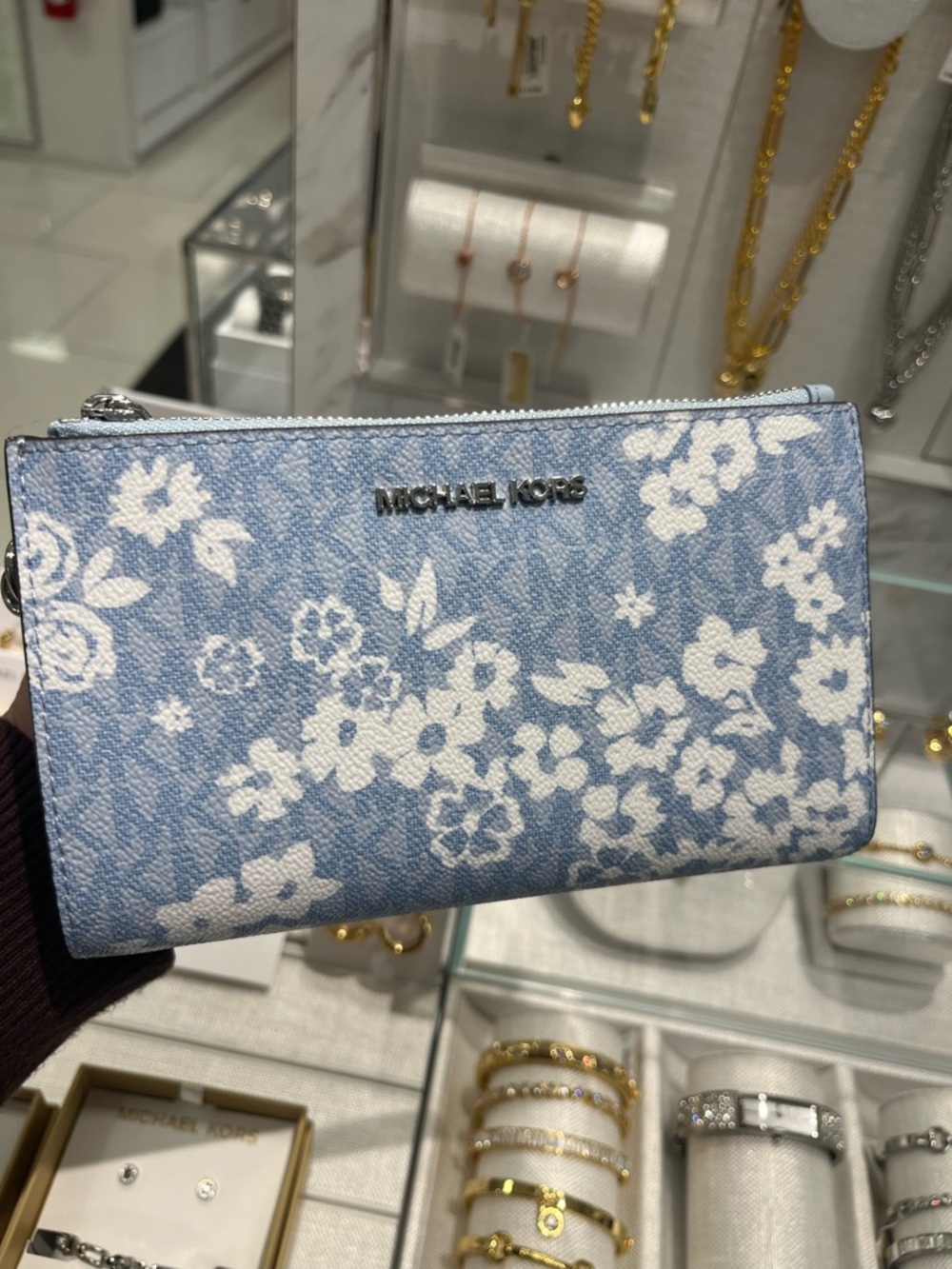 Michael Kors Signature Logo Double Zipper Floral Wallet